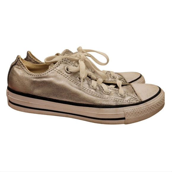Converse Shoes - Converse Silver Metallic Classic Converse Sneakers Size 6 Women's